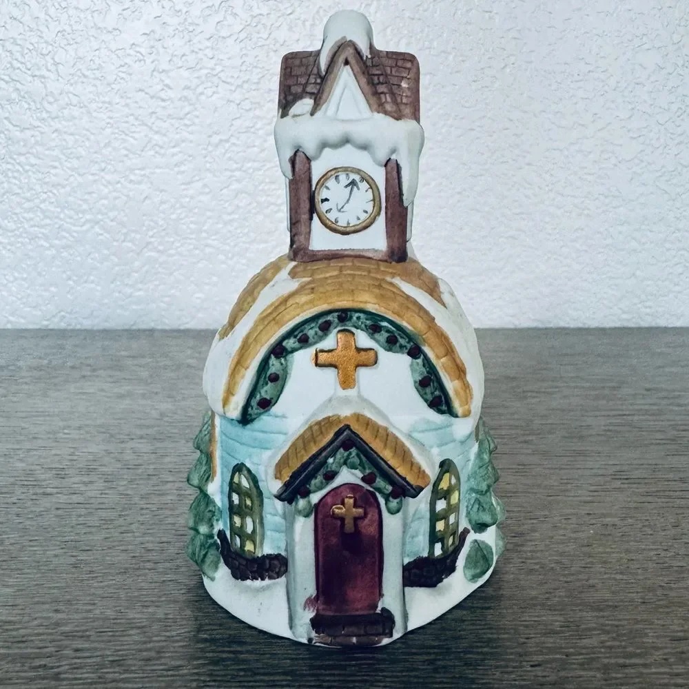 Christmas Holiday Church Chapel Ceramic Bell Figurine